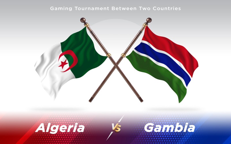 Algéria és Gambia két ország zászlói - illusztráció