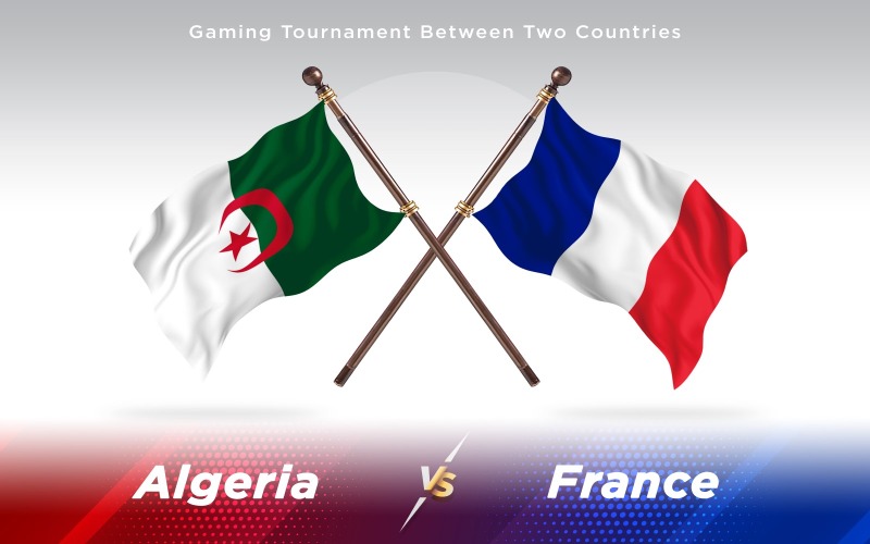 Algérie contre France Drapeaux de deux pays - Illustration