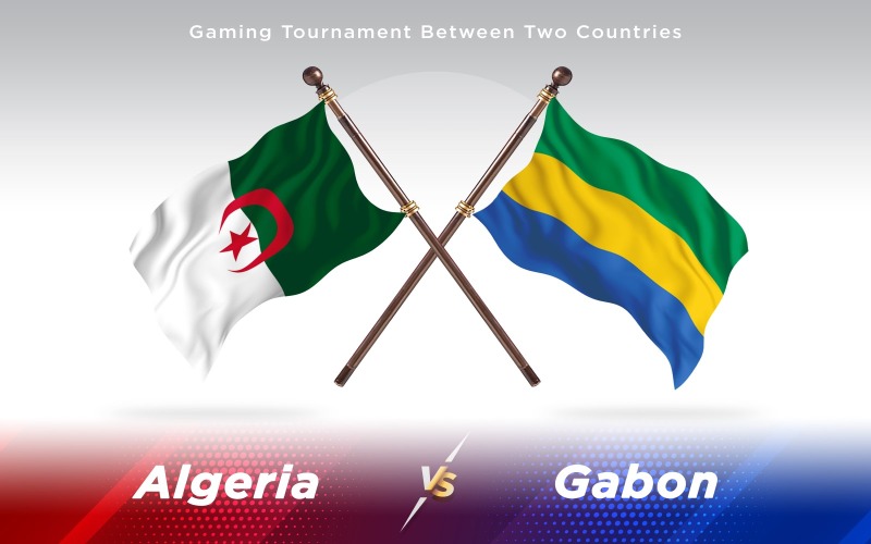 Argélia versus Gabão - Bandeiras de dois países - ilustração