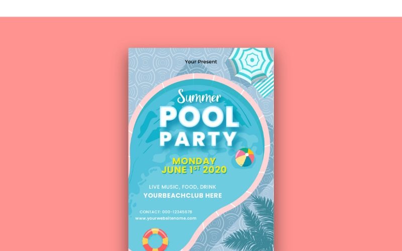 Download Фирменный стиль "Poster Summer Pool Party - Corporate Identity Template" / Poster Summer Pool Party - Corporate Identity Template - Фирменный стиль на тему графика poster,vector,illustration,creative,design