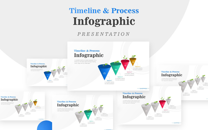 Tillväxtanläggning med fyra alternativ Infographic PowerPoint-mall