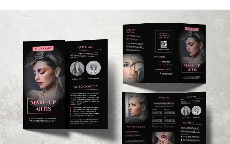 Download Фирменный стиль "Trifold Make-Up Artis - Corporate Identity Template" / Trifold Make-Up Artis - Corporate Identity Template - Фирменный стиль на тему графика trifold,brochure,business,cover,booklet,leaflet,corporate,publication,print,promotion,marketing,catalog,template,creative,layout
