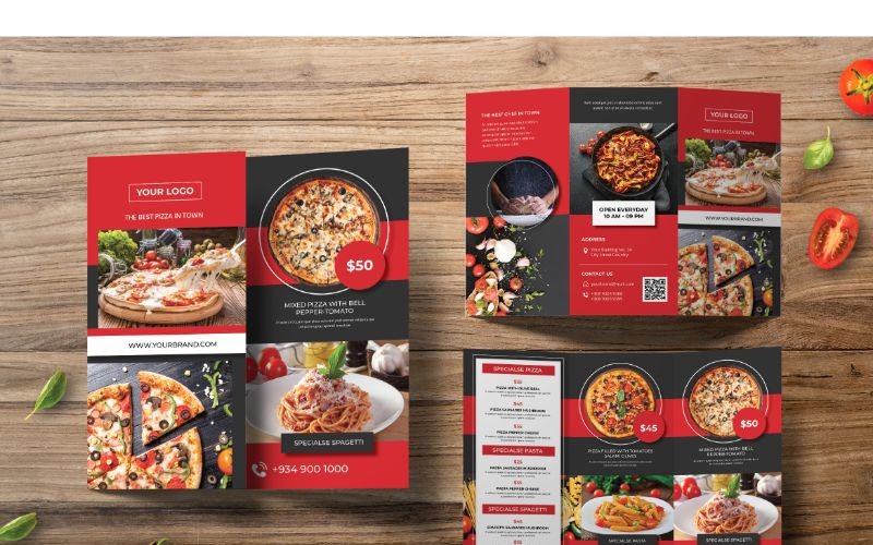 Download Фирменный стиль "Trifold Pizza 2 - Corporate Identity Template" / Trifold Pizza 2 - Corporate Identity Template - Фирменный стиль на тему графика trifold,brochure,business,cover,booklet,leaflet,corporate,publication,print,promotion,marketing,catalog,template,creative,layout