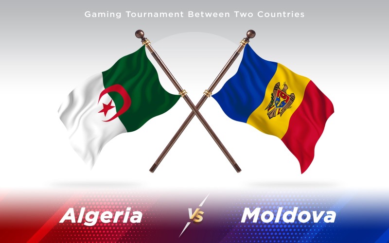 阿尔及利亚与摩尔多瓦两个国家的国旗-光栅插图