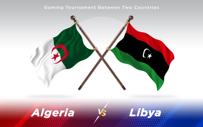Albania Contro Libia Due Bandiere Di Paesi - Illustrazione