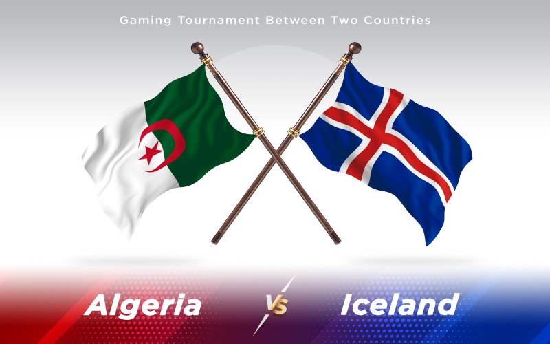 Algeria versus Iceland Two Countries Flags - Illustration