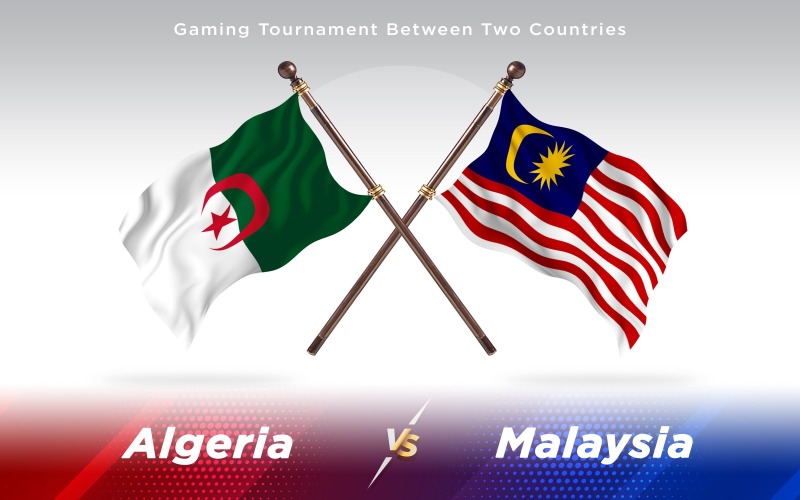 Argélia versus Malásia Bandeiras de dois países - ilustração