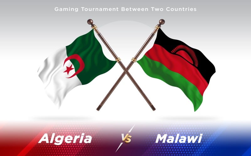 Argélia versus Malawi - Bandeiras de dois países - ilustração