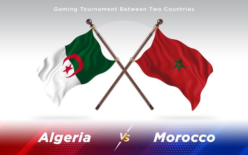 Argélia versus Marrocos Bandeiras de dois países - ilustração