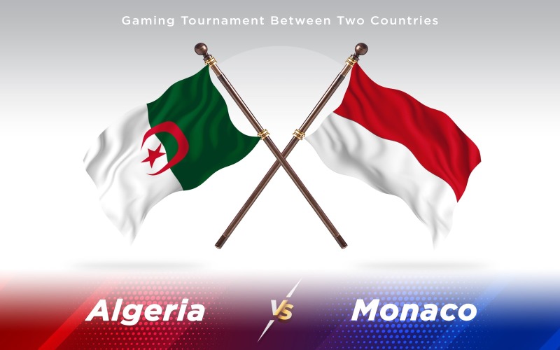 Argélia versus Mônaco - Bandeiras de dois países - ilustração