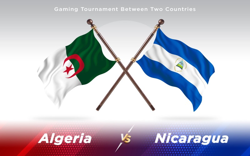 Cezayir Nikaragua'ya Karşı İki Ülkenin Bayrakları - İllüstrasyon