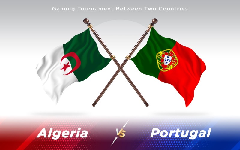 Algéria és Portugália két ország zászlói - illusztráció