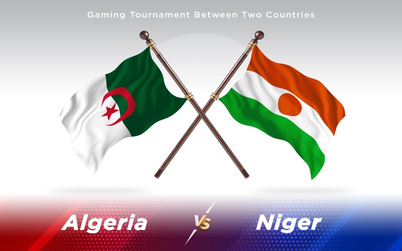 Algeria versus Niger Two Countries Flags - Illustration
