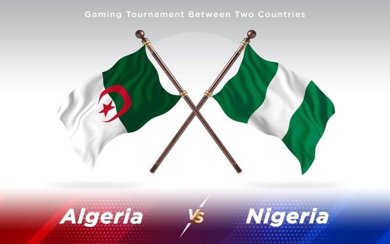 Algeria versus Nigeria Two Countries Flags - Illustration