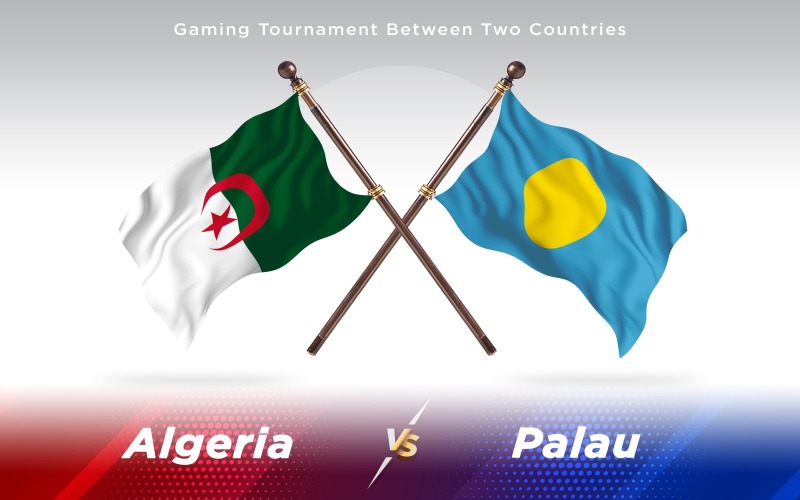 Algeria versus Palau Two Countries Flags - Illustration