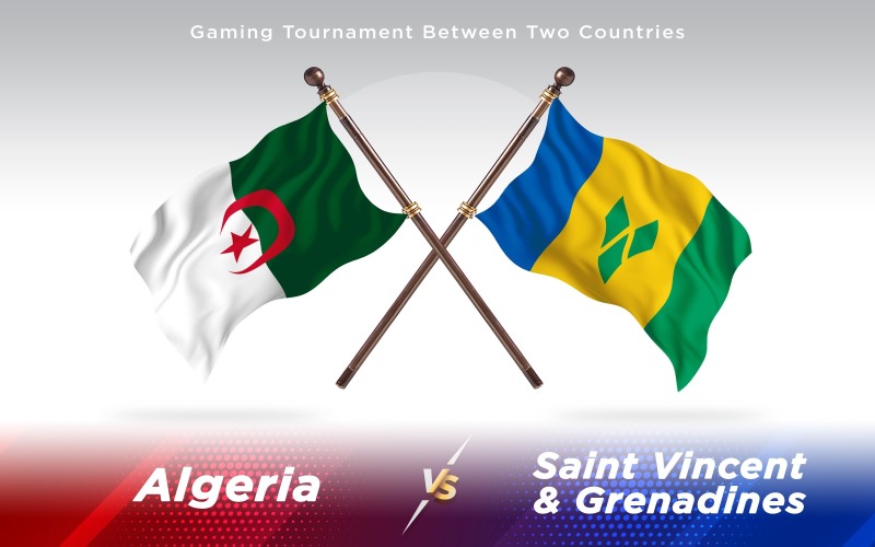 Algeria versus Saint Vincent & Grenadines Two Countries Flags - Illustration