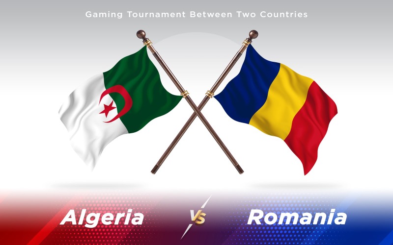 Algérie contre Roumanie drapeaux de deux pays - illustration