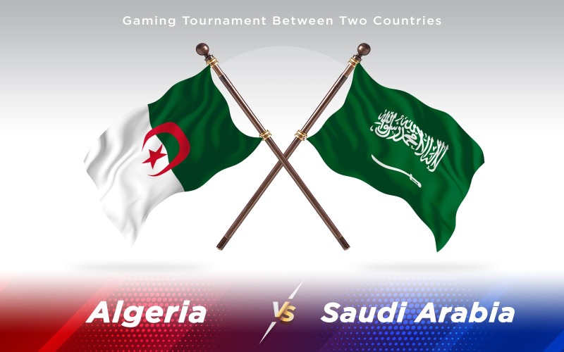 Algeriet kontra Saudiarabien Flaggor för två länder - Illustration