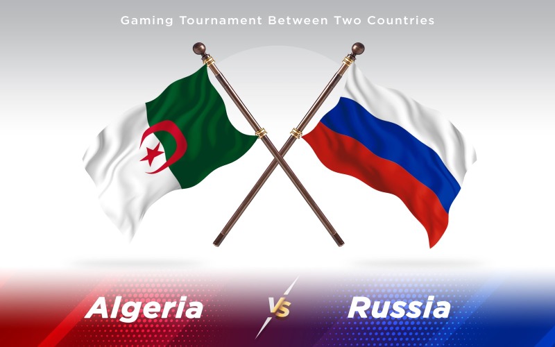 Argelia versus banderas de dos países de Rusia - ilustración