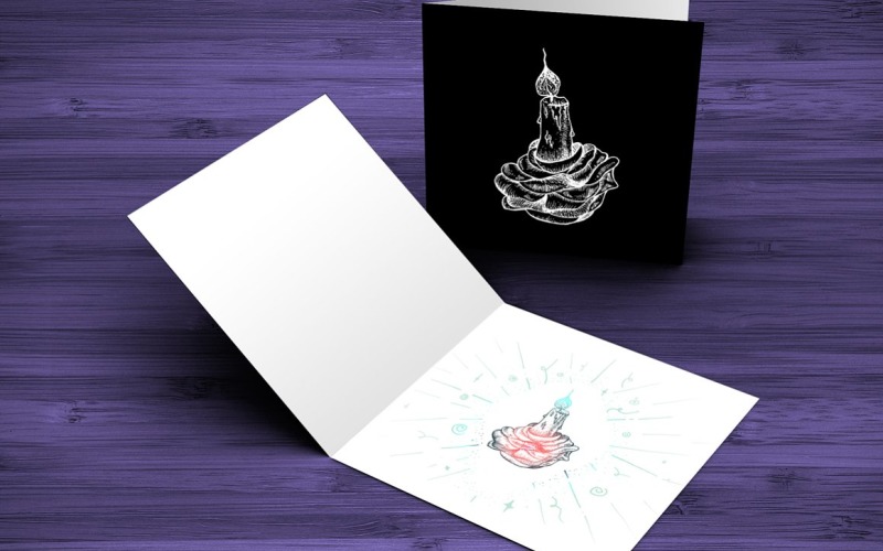 Download Иллюстрация "Candle In Rose - Illustration" / Candle In Rose - Illustration - Иллюстрация на тему графика vector,illustration,tattoo,candle,rose,flower,design,art,isolated,symbol,icon,decoration,background,element,retro,drawing,vintage,greeting,decorative,flame