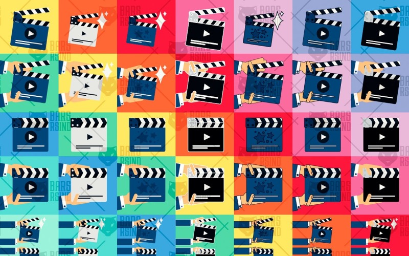 Download Набор иконок "Film And Movie Icon Set" / Film And Movie Icon Set - Набор иконок на тему music movie,clapperboard,scene,board,director,camera,production,background,video,clapper,studio,film,clapboard,clap,symbol,isolated,entertainment,action,cinema,icon