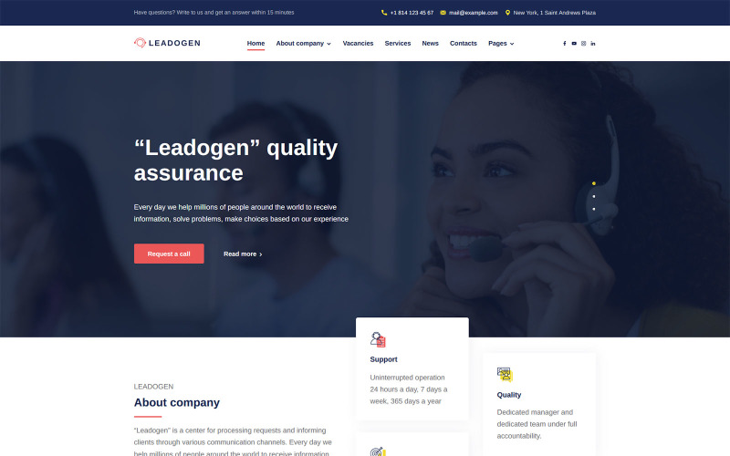 Leadogen - Motyw WordPress dotyczący marketingu, SEO i Call Center Lead Generation