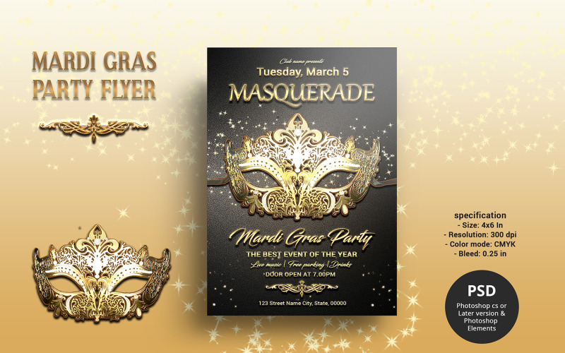 Mardi Gras Masquerade Flyer - Corporate Identity Template