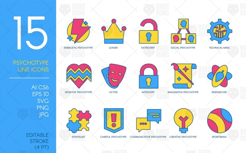 Download Набор иконок "Personality Psycho Type Set Icon" / Personality Psycho Type Set Icon - Набор иконок на тему people brush,paint,type,logo,illustration,design,template,sign,heart,vector,simple,color,collection,drawn,abstract,pack,yellow,flat,creative,power,social,white,science,game,creativity,atom,icon,cart