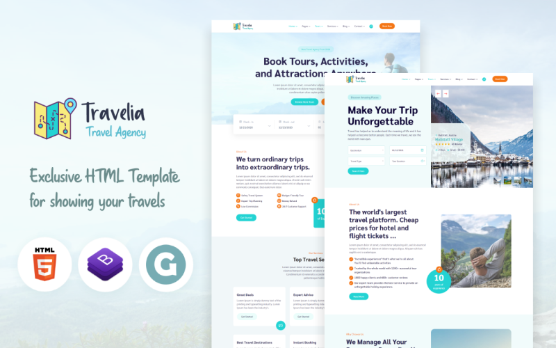 Travelia - Website-Vorlage für Reisebüros