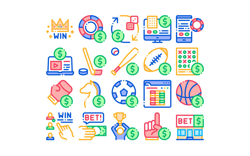 Download Набор иконок "Betting And Gambling Collection Set Vector Icon" / Betting And Gambling Collection Set Vector Icon - Набор иконок на тему game betting,gambling,collection,icons,set,vector,thin,line,basketball,baseball,hockey,boxing,horse,racing,card,game,concept,linear,pictograms,contour