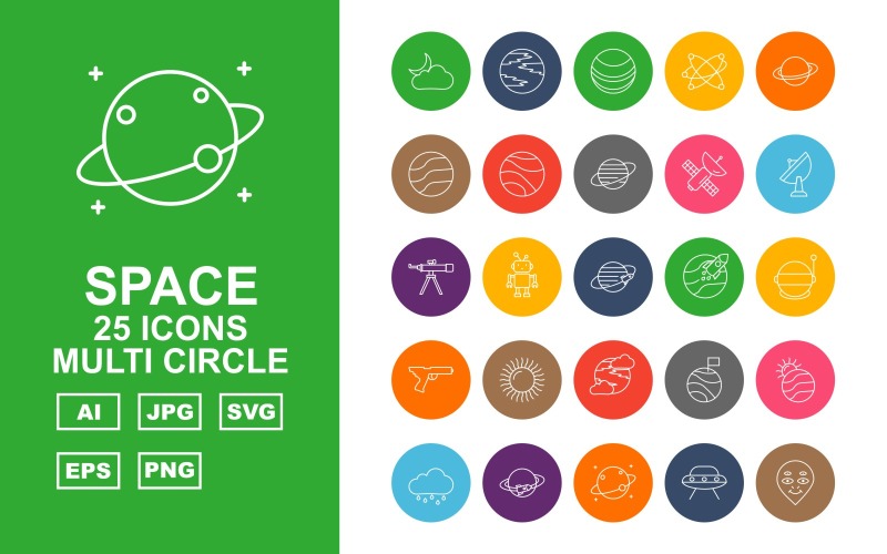 25 Ensemble d'icônes multi-cercle Premium Space