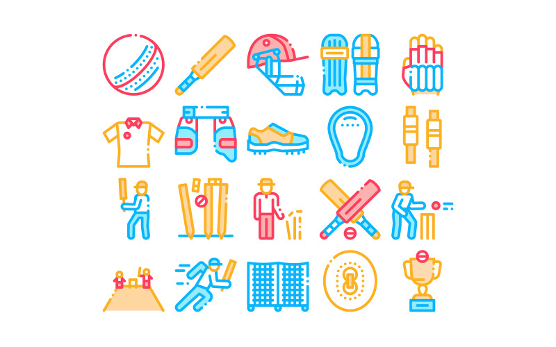 Крикет гри колекції елементів встановити векторної Icon