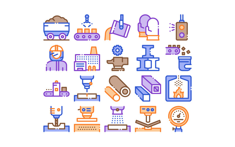 Download Набор иконок "Metallurgical Collection Elements Set Vector Icon" / Metallurgical Collection Elements Set Vector Icon - Набор иконок на тему industrial metallurgical,collection,elements,icons,set,vector,thin,line,factory,furnace,metal,melting,pipe,foundry,concept,linear,pictograms,contour,illustrations,items