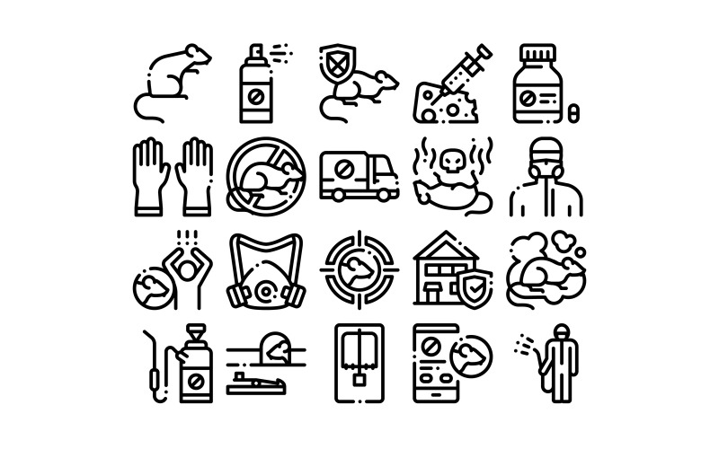 Download Набор иконок "Rat Protect Collection Elements Set Vector Icon" / Rat Protect Collection Elements Set Vector Icon - Набор иконок на тему people rat,protect,collection,elements,icons,set,vector,thin,line,control,service,human,silhouette,protective,mask,gloves,spray,concept,linear,pictograms