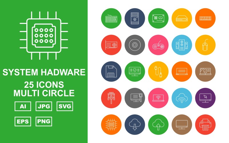 25高级系统Hadware多圆圈图标集