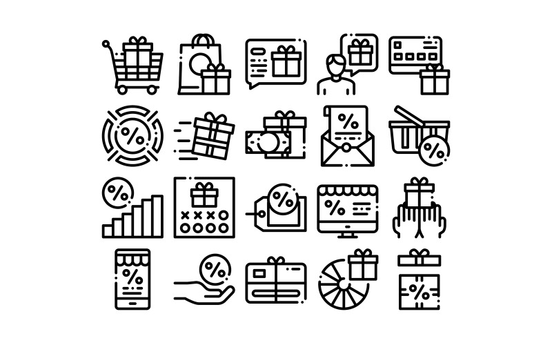 Download Набор иконок "Loyalty Program For Customer Set Vector Icon" / Loyalty Program For Customer Set Vector Icon - Набор иконок на тему финансы loyalty,program,customer,icons,set,vector,thin,line,human,silhouette,present,box,bag,percent,mark,money,concept,linear,pictograms,monochrome