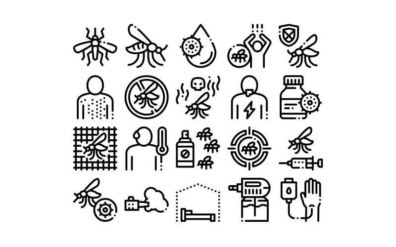 Download Набор иконок "Malaria Illness Dengue Collection Set Vector Icon" / Malaria Illness Dengue Collection Set Vector Icon - Набор иконок на тему people malaria,illness,dengue,collection,icons,set,vector,thin,line,mosquito,spray,protect,cream,bottle,sick,human,treatment,concept,linear,pictograms