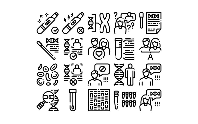 Download Набор иконок "Paternity Test Dna Collection Set Vector Icon" / Paternity Test Dna Collection Set Vector Icon - Набор иконок на тему medical paternity,test,dna,collection,icons,set,vector,thin,line,man,woman,silhouette,chemistry,laboratory,chromosome,concept,linear,pictograms,monochrome,contour