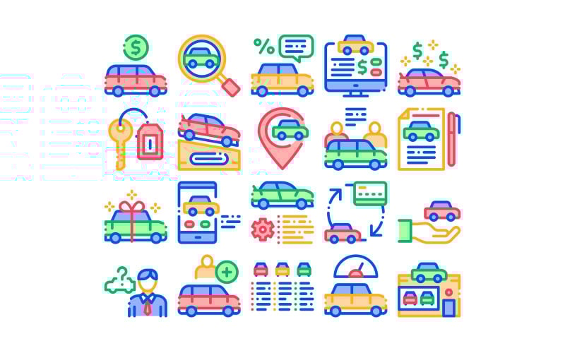 Download Набор иконок "Car Dealership Shop Collection Set Vector Icon" / Car Dealership Shop Collection Set Vector Icon - Набор иконок на тему transport car,dealership,shop,collection,icons,set,vector,thin,line,agreement,document,auto,market,building,key,gps,mark,concept,linear,pictograms