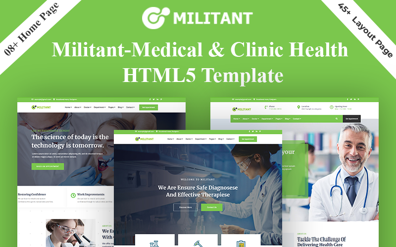 Militant - Medical & Clinic Health HTML5 Web Sitesi Şablonu