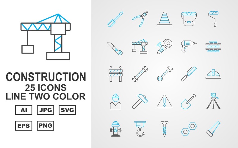 25优质建设线两个颜色包图标集