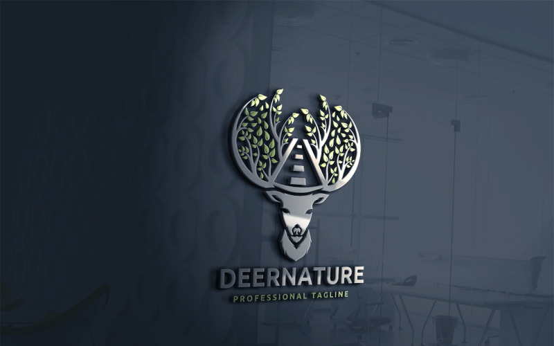 Download Шаблон логотипа "Deer Nature Logo Template" / Deer Nature Logo Template - Шаблон логотипа на тему графика animal,animals,big,buck,club,clubs,deer,deer head,eco,exclusive,forest,fresh,green,hunt,hunting,jungle,leave,modern,nature,pet