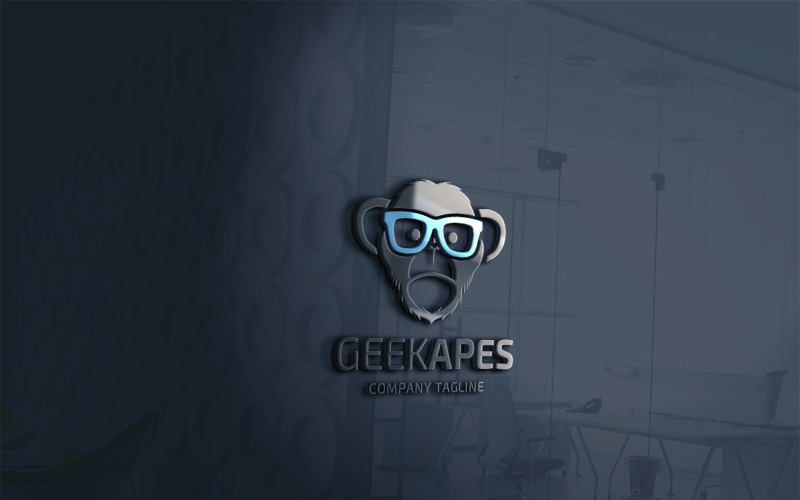 Download Шаблон логотипа "Geek Apes Logo Template" / Geek Apes Logo Template - Шаблон логотипа на тему графика animals logo,ape geek,app,business,child,chimp glasses,clever,creative,creativity bowtie,cute monkey,fun,game,gaming,gorilla king,happy,hipster character,illustrative,joyful,kid,logo mark