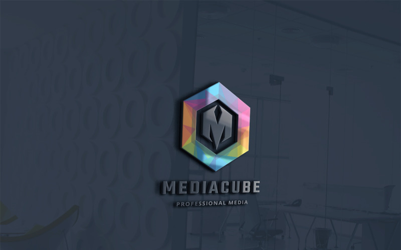 Modello di logo lettera M cubo