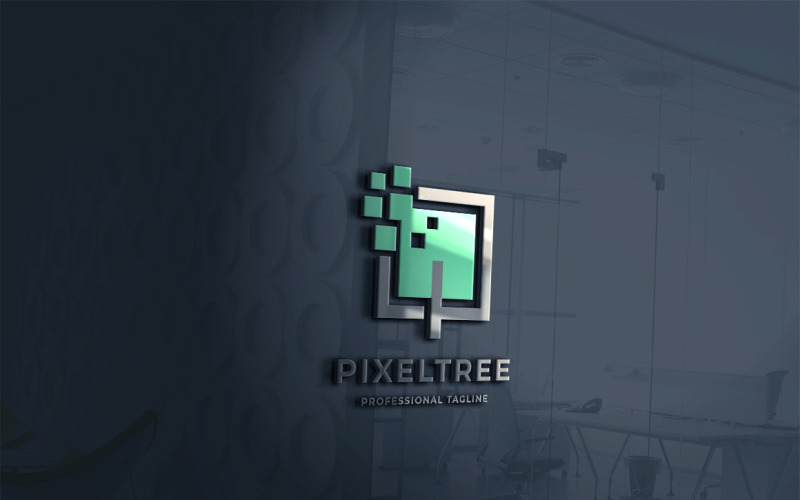 Modelo de logotipo de árvore de pixel