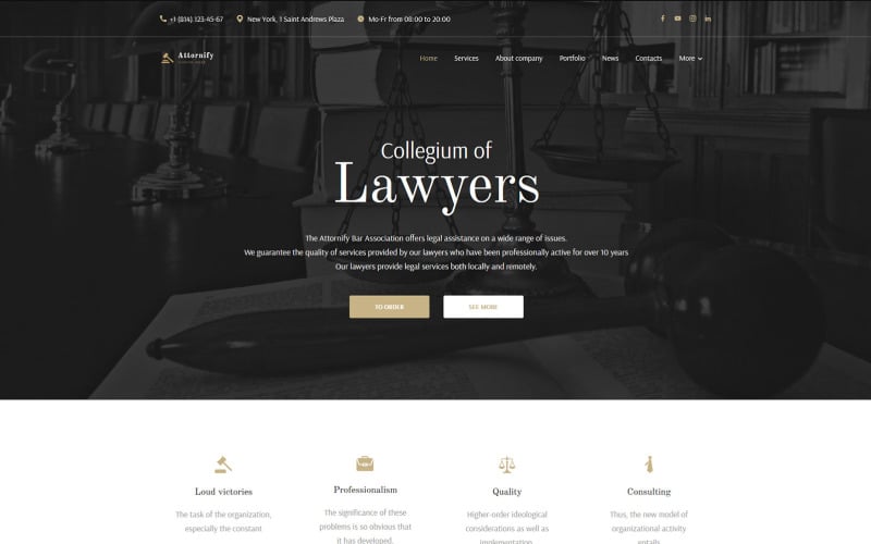 Attornify - Private Law Firm and Attorney WordPress Theme