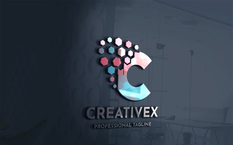 Download Шаблон логотипа "Creativex Letter Logo Template" / Creativex Letter Logo Template - Шаблон логотипа на тему графика art,artist,box,color,colorful,creative,creatives,cube,design,entertainment,hexa,hexagon,hexagonal,idea,industry,letter,logo,media,particle,particles