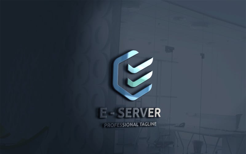 Download Шаблон логотипа "E - Server Letter Logo Template" / E - Server Letter Logo Template - Шаблон логотипа на тему графика architecture,arrow,blockchain,box,computer,connection,cube,data,deposit,development,digital,e letter,e logo,geometric,hexagon,host,hosting,letter e,logo e,media