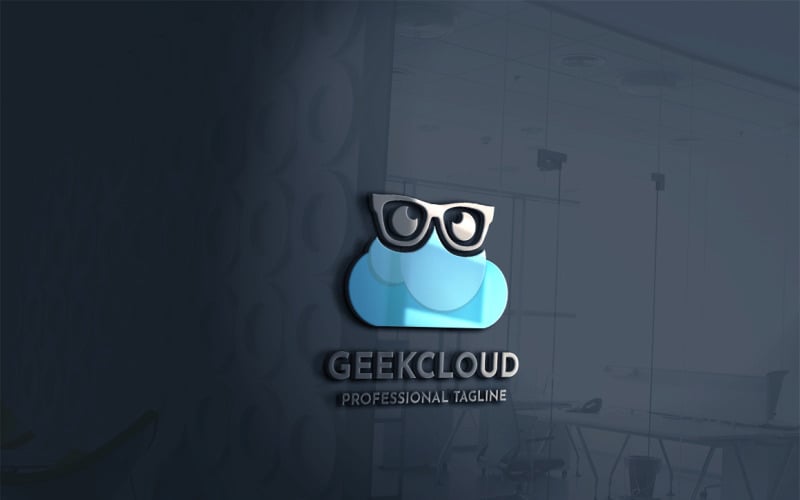 Download Шаблон логотипа "Geek Cloud Logo Template" / Geek Cloud Logo Template - Шаблон логотипа на тему графика blog,brand,branding,business,cloud,cloud computing,cloud storage,corporate,file,file host,files,forum,geek,glasses,host,host service,hosting,informatic,internet,logo template