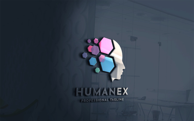 Download Шаблон логотипа "Humanex Human Data Logo Template" / Humanex Human Data Logo Template - Шаблон логотипа на тему графика abstract,ai,artificial intelligence,augmented reality,box,brainstorm,bright,business,creative,creativity,cube,data,development,digital,engineer,entertainment,gaming,global,head,hexagon